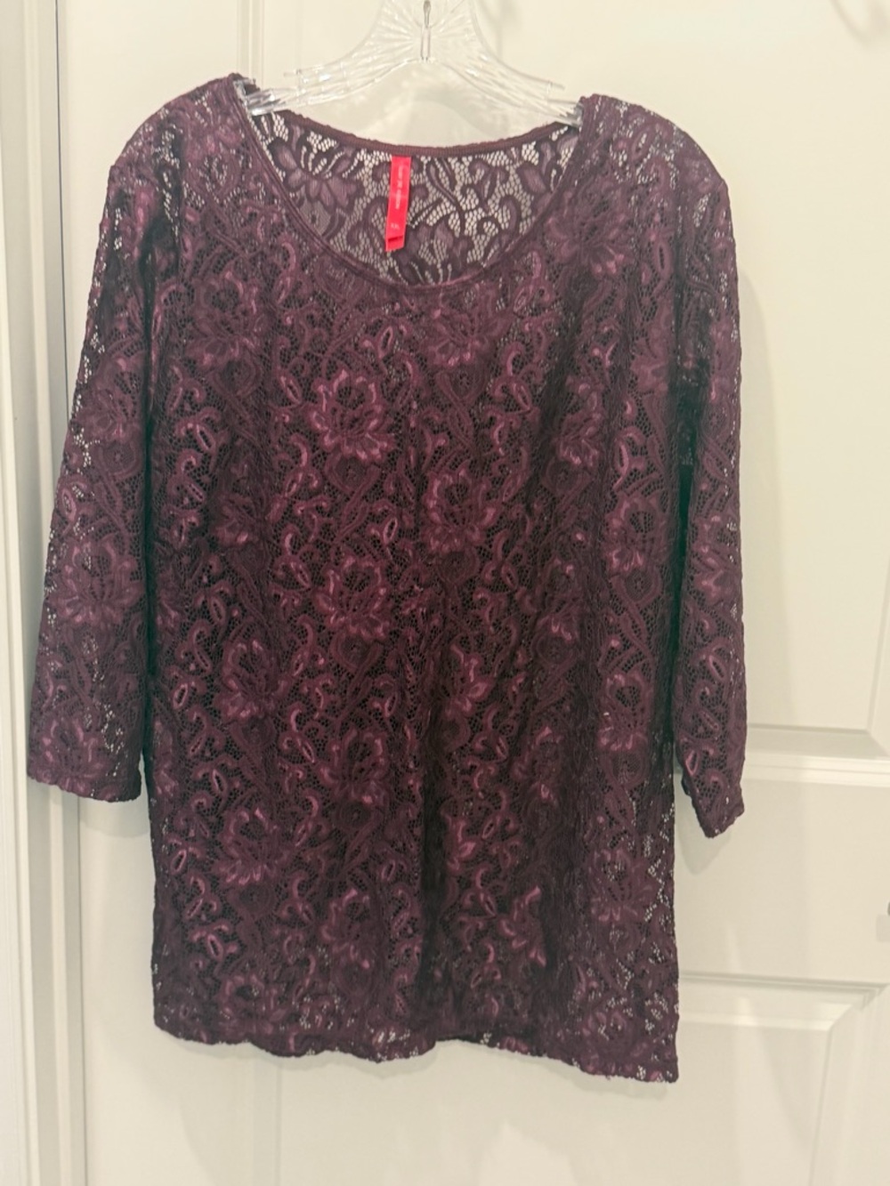 Ruby Ribbon Plum Lace Overlay Blouse